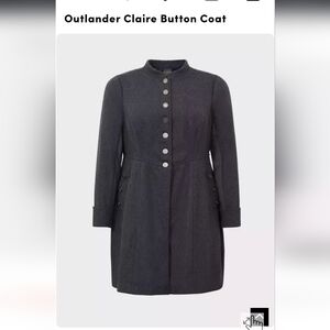 Torrid Outlander Clare Button Coat In Gray